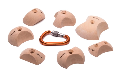 drewniane chwyty wspinaczkowe - zestaw ścisków